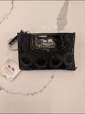 Coach Signature Collection Coin Pouch Black Keychain